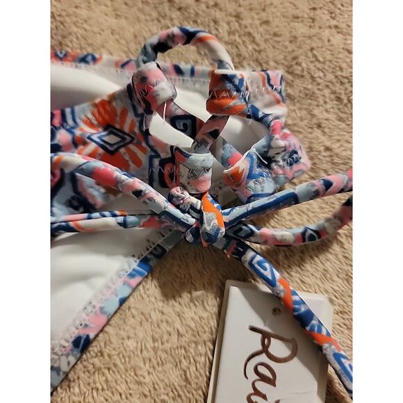 RAISINS Women's Blue Stretch Side Tie Aquarius Rising Bikini Swimsuit Bottom L - Picture 2 of 5